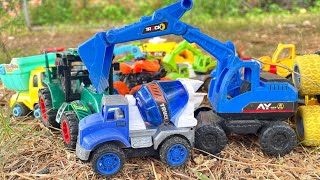 Mix Cartoon Play with Excavator Mixer Truck Dump Truck