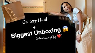 BIGGEST UNBOXING !! (Anniversary Gift Revelation) + GROCERY HAUL l REVIEW