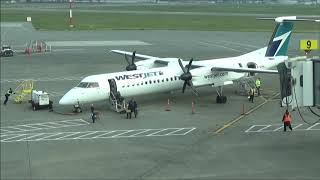 WestJet Encore Bombardier Q400 (C-GVWE) Landing and Takeoff from Victoria Airport