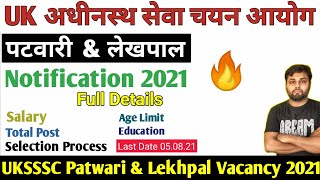 uk lekhpal vacancy 2021 | UKSSSC Patwari & Lekhpal Recruitment 2021 Notification🔥 | Online Form 2021