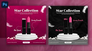 Cosmetic Post Design for Social Media in Photoshop | Cosmetic Brand Social Media Post Design