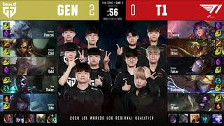 T1 vs GEN Highlights ALL GAMES  LCK Worlds Qualifier FINAL Summer 2020