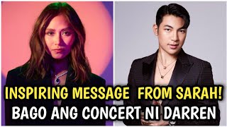 WOW! ANO NGA BA ANG MENSAHE NI SARAH PARA KAY DARREN ESPANTO BAGO ANG CONCERT SA JUNE 1!? | SARAH G