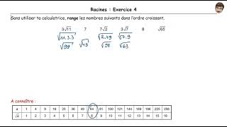 Racines - 9 - Exercice 4 - 3ème