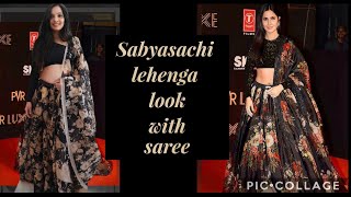 How to drape a Saree as lehenga/ how to drape an Organza Saree/ Sabyasachi  lehenga