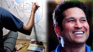 @RAMESH ART 99 Enamel colour wall painting of Sachin.(sound less video)