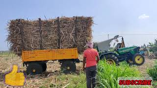 Sugarcane trolley vs John Deere 5310 tractor/💪 John Deere Tractor heavy loaded trolley