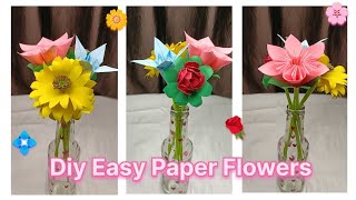 diy easy paper flowers ideas 🌹🌼🌸💠 #flowers #papercraft #minicrafteria