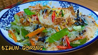 BIHUN GORENG TANPA KECAP BUMBU SIMPLE || TIPS AGAR BIHUN TIDAK LEMBEK DAN MENGGUMPAL