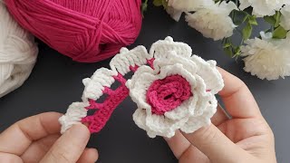 📣3 Boyutlu Tığ işi çiçek nasıl yapılır 💯 #crochet #knitting