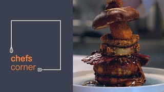 Chefs Corner - Festive turkey burger with crispy camembert & stuffing crumbed onion rings | Bidfood