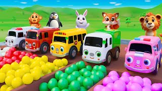 Bingo Song + Wheels On the Bus - Animals Family and colored soccer ball🌈 Kids Songs by Beep Beep Car