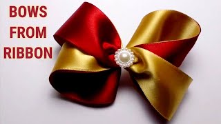 Gorgeous Two-colored Satin Ribbon Bow - Easy Handmade Ribbon Gift Bows - Bows from Satin Ribbons