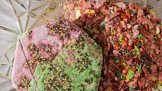 Pink and green crunchy #asmr#cornstarch crumbling #oddlysatisfying #relax