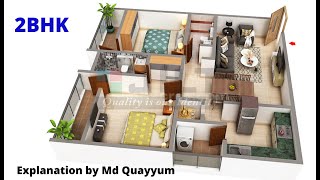 Best plan - 25' X 38' - 2BHK Floor Plan