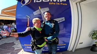 Nancy's First Skydive! Tandem Jump from 10000 feet at iJump Gran Canaria