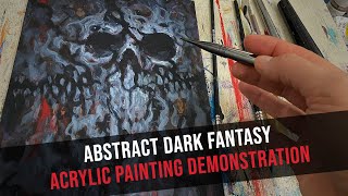 How to paint a dark fantasy skull abstract in acrylic - Time-lapse demonstration