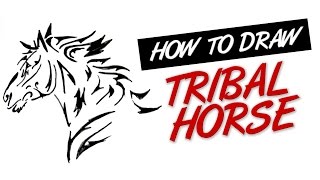 How to draw tribal tattoo horse design #6