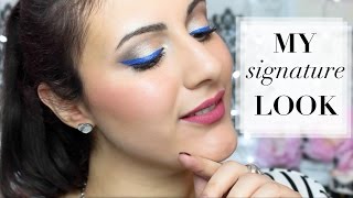 My Signature Look : Eyeliner Blu Elettrico e labbra e guance rosate