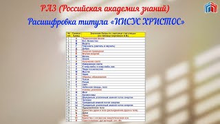 Расшифровка титула ИИСУС ХРИСТОС