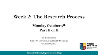 Week 2 (part II of II): The Research Process