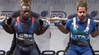 83kg junior rematch at Euros. Manson Adagu vs Gabriele Bellomo #powerlifting #83kg #strong #workout