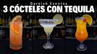 Tres Cócteles con Tequila 🪴 Tutorial Bartender #GarnishEventos