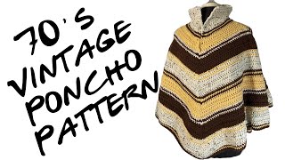 How to Crochet a Vintage Gaucho Poncho 1970's crochet