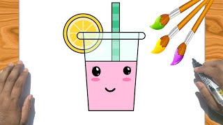 cute drink drawing with color🍹| Drawing coloring and painting tutorial for beginner