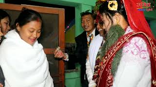 tharu welcoming couple - tek weds kamala