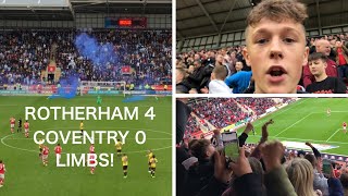 Rotherham vs Coventry *VLOG* PYROS IN THE AWAY END AS ROTHERHAM SCORE