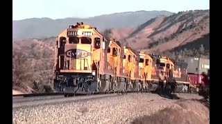 Southern Pacific and Santa Fe Trains at Walong, November 4, 1990