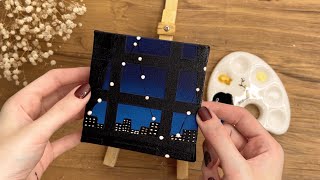 Night Cityscape Painting: Acrylic Window View Painting Tutorial  #painting