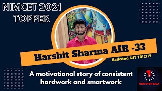 NIMCET-21 | AIR-33 | Harshit Sharma | OneStop MCA 🔥🔥 | NIT Trichy 😎 | Interview #mca #nimcet