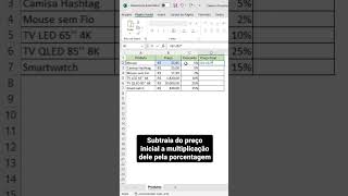 Calcular Desconto com o Excel | #shorts