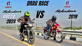 hero splendor+ xtec 2.0 2024 vs hero splendor+ | drag race | old vs new 😱