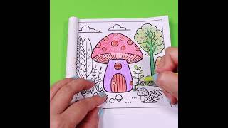 Mushroom House in the Woods | Cute Coloring Page for Kids, Autumn Coloring Fun