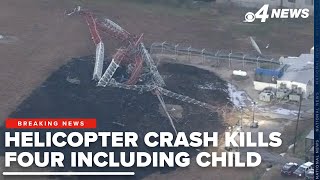 A private helicopter was caught on camera crashing into a radio tower killing four people