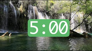 5 Minute Timer - Waterfall Background with Relaxing Music