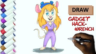 Drawing Gadget Hackwrench !!! How To Draw Gadget Hackwrench from Chip 'n' Dale