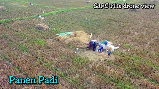 Masa panen padi, pemandangan sawah pun kembali coklat (SJRC F11s drone view)