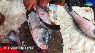 Big Katla Fish Cutting Skills Video At Bangladesh Fish Market