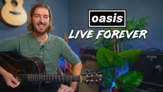 Oasis - Live Forever Guitar Lesson - Acoustic & Electric w/ SOLO!