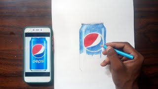 How To Draw Pepsi Can  Drawing Step By Step || 3d Art Easy Pepsi Drawing||