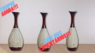 COMPRE AGORA!!! Vaso Decorativo de Cerâmica para Sala de Jantar Vanguard P Marrom e Palha Ganash