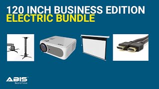 120" Electric Projector Screen & Projector Bundle for Business - Complete Set