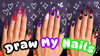 ‧₊˚🎃 SUBSCRIBERS DRAW MY HALLOWEEN NAILS!!! 🖤 Episode 3 👻˚₊‧