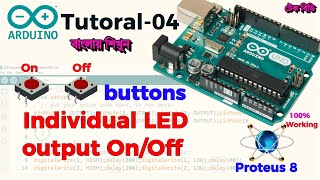 Individual led/output on and off buttons | Arduino Tutorial | How to use button with Arduino #TechBD