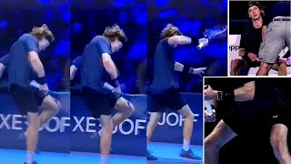 Andrey Rublev cuts leg open after  madly smacking racket against himself 6 times