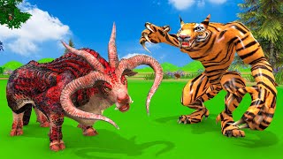 Zombie Bull Vs Giant Tiger Wolf Rescue Save Cartoon Cow Videos | Wild Animal Revolt Epic Battle